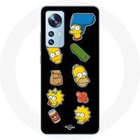 Maniacase Hoesje voor Xiaomi Mi 12 / 12X The Simpsons zwarte achtergrond stickers