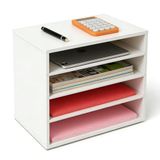 eMerit Houten Desktop Organizer Papier Opslag Brief Tray File Sorter met Verstelbare Planken voor Thuiskantoor, Wit