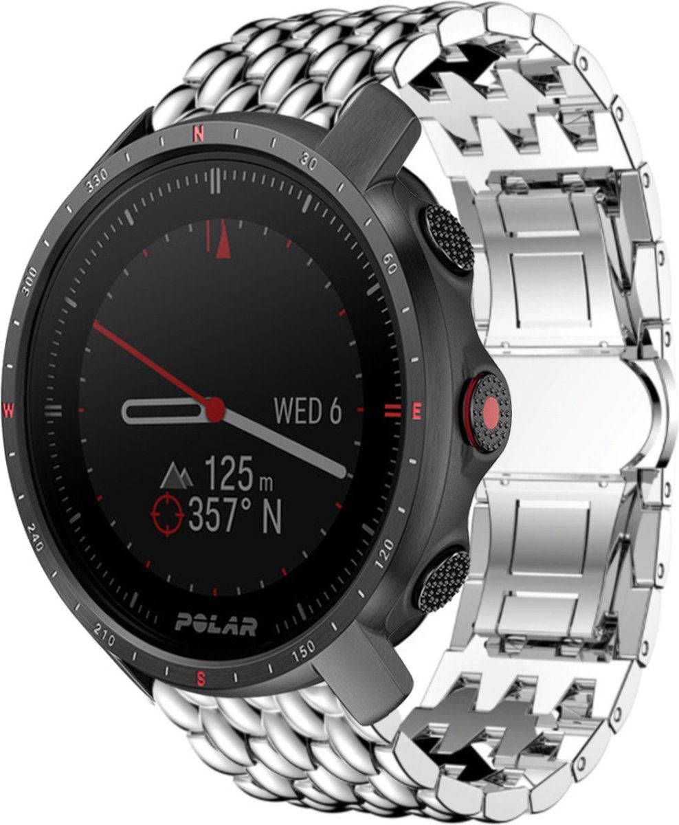 Strap-it Polar Grit X Pro stalen draak band - zilver
