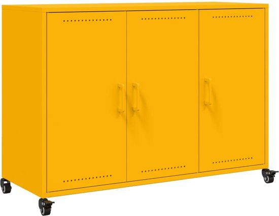 vidaXL Dressoir Staal Mosterdgeel 100,5x39x72 cm