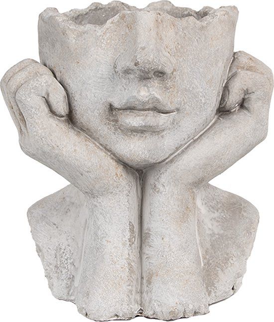 Clayre & Eef Bloempot Binnen Vrouw 17x14x18 cm - Grijs