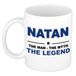 Bellatio Decorations Natan cadeau mok - man myth legend - naam koffiemok / beker - wit en blauw - 300 ml - verjaardag