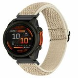 By Qubix Qubix - Elastisch Solo Loop Nylon Bandje - Beige - 22mm Quickfit - Geschikt voor Garmin Fenix 9 / 9 Pro (47mm)