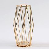 Bolt Edge Glazen vaas met geometrisch metalen voetje – decoratieve vaas voor hydrocultuurplanten – geschikt voor bijvoorbeeld pampasgras en rozen – elegante decoratie voor thuis of een bruiloft – 28 cm – goudkleurig