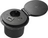 GTV Prise encastrable CHARGER PLUS, 1x Schuko, USB-A+C, port USB-A interchangeable, HDMI, RJ45, câble de 1,5 mètre, noir