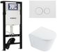 Geberit QeramiQ Dely Toiletset - 36.3x51.7cm - diepspoel - rimless - Geberit UP320 plieger inbouwreservoir - softclose toilet zitting - 35mm - mat witte bedieningsplaat - ronde knoppen - glans wit