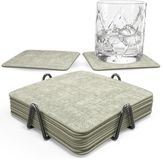 Castagnola Sous-verres en similicuir – Set de 10 – Vert chiné