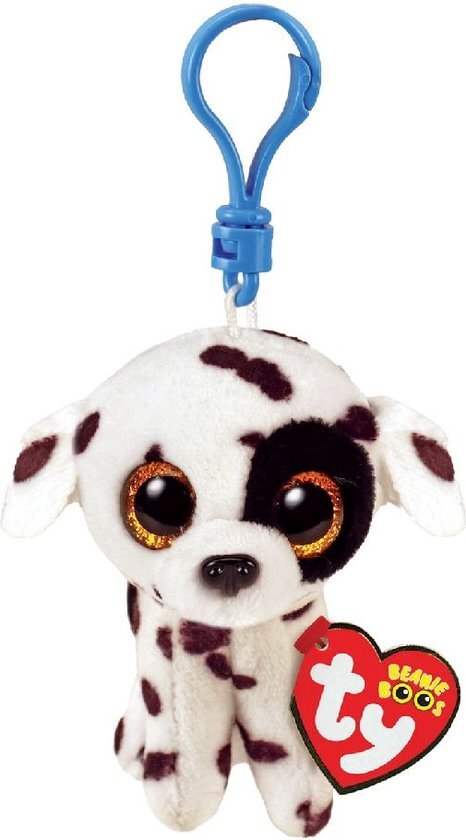 TY Sleutelring Beanie Boos Clips-Hond Dalmatiër Luther-Wit en Zwart-Met Gouden Glitter-Pluche met glinsterende Grote Oog-12 cm-35254, meerkleurig, T35254