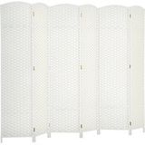 Paravent intérieur en bois 6 panneaux 240 x 170 cm séparateur de pièce pliable pour salon, chambre à coucher, naturel