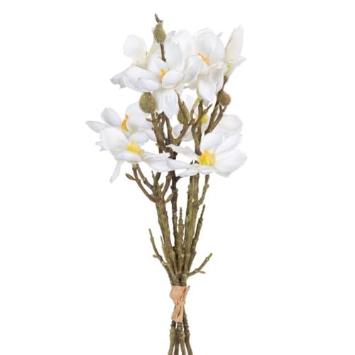 BigBuy Home Boeket bloemen - wit, groen, 37 x 20 x 41 cm, magnolia