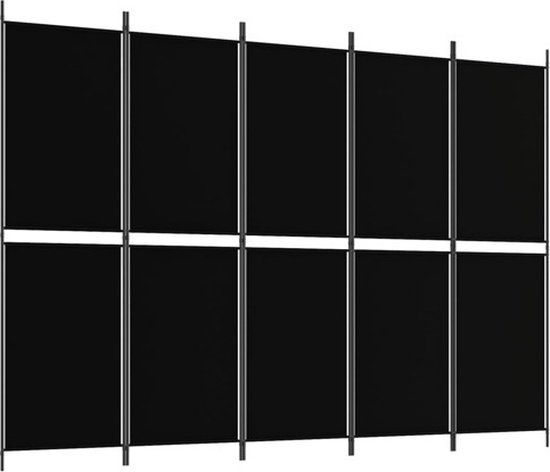 vidaXL Kamerscherm met 5 panelen, 250x180 cm, stof, zwart