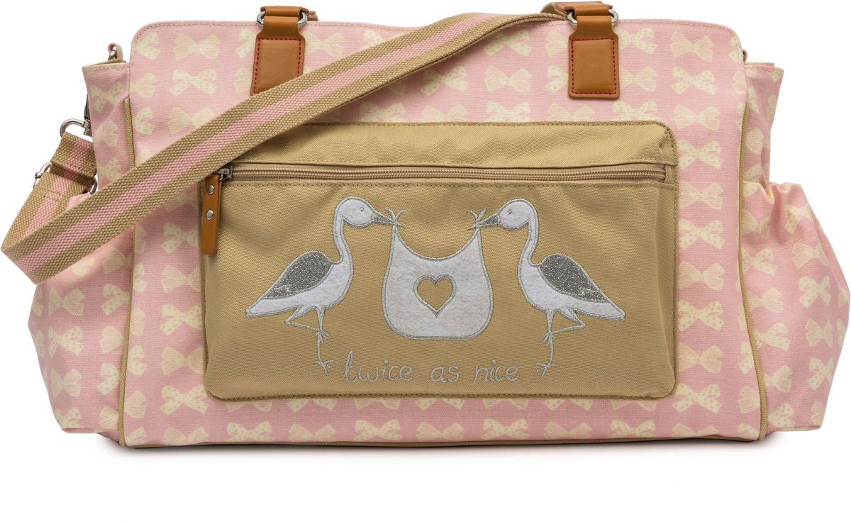 PINK LINING - Twice as Nice - Pink and cream-bows - Luiertas