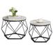 Vida Designs Brooklyn Ronde salontafels, set van 2 bijzettafels, modern stalen frame nestelen woonkamermeubels (grijs)