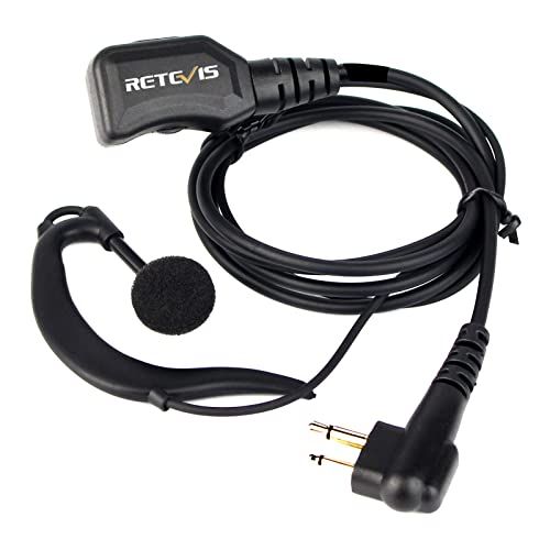Retevis R111 Draadloze Headset 2-Pins G vorm Oortelefoon Instelbaar Volume Hoofdtelefoon Portofoon Oortjes Compatibel met Motorola DP1400 CP040 GP68 GP88 GP300 GP2000 HYT TC-500 TC-600 Walkie Talkies (1 Stuks)