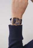 Guess Phoenix Multifunctioneel Horloge Blauw Kast Gemaakt Van 100% Roestvrij Staal En Een Armband Van 100% Echt Leer En Siliconen 42 GW0202G4
