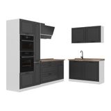Vicco Hoekkeuken "R-Line", Antraciet landelijk/Wit 230 x 120 cm