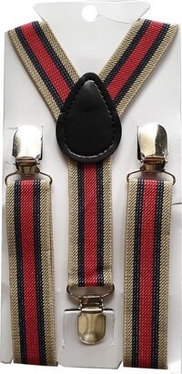 Fako Fashion® Kinder Bretels - Streep - Khaki/Blauw/Rood - 65cm - Unisex