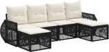 vidaXL - Banc de jardin - Set - 6 - pièces - Noir - et - Crème - Blanc - poly - rotin