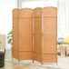 Paravent en bois massif 4 volets pliable, séparateur d'espace pour salon et chambre, 180x180 cm, teinte chêne clair