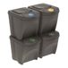 WELL HOME MOBILIARIO & DECORACIÓN Set van 4 vuilnisbakken - grijze recycling vuilnisemmer met 4 x 25 l