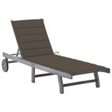 VidaXL Lounge Stoel Gecapitonneerde Zitting Acaciahout Grijs, Taupe