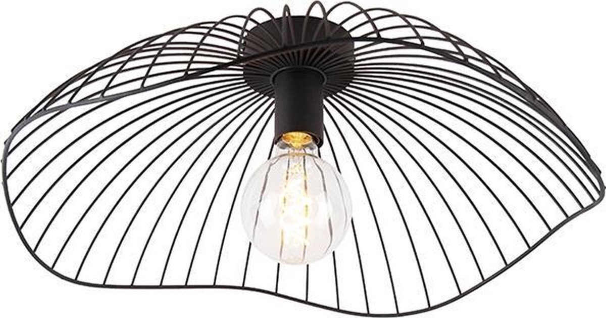 QAZQA pua - Plafondlamp - 1 lichts - Ã˜ 50 cm - Zwart