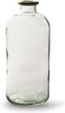 Jodeco Vase Jardin avec bord doré - verre transparent clair - D11 x H25 cm - vase bouteille