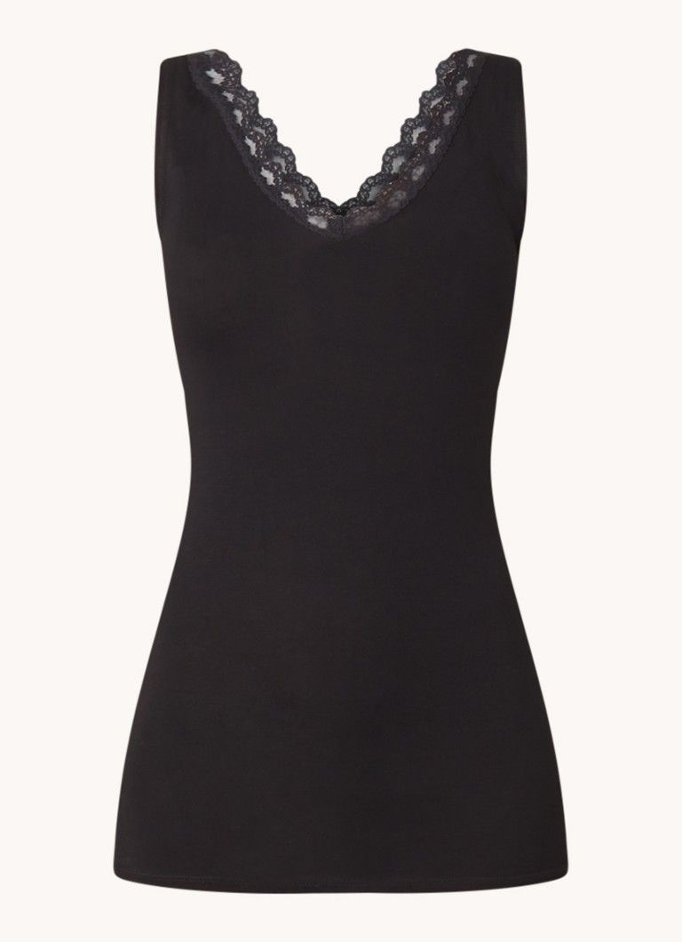 by-bar Tanktop van jersey met kant
