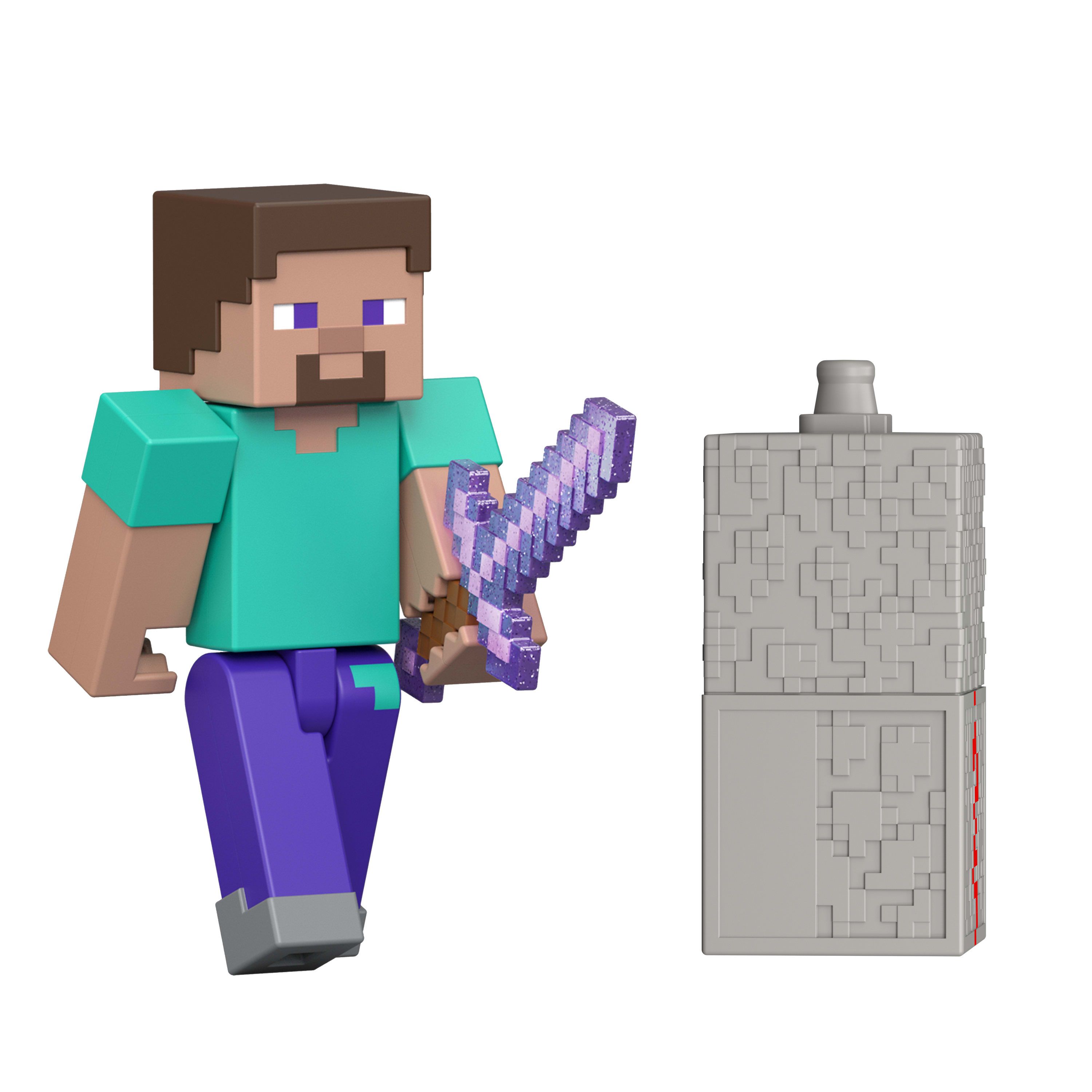 Mattel Minecraft Steve actiefiguur en accessoireset, ruim 8 cm groot