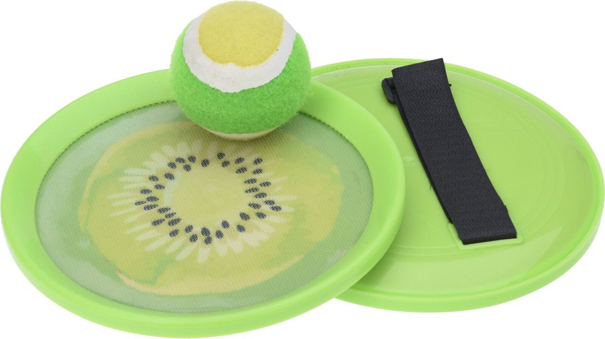 Strand vangbal spel met klittenband kiwi groen 18.5 cm - Strand en camping sport speelgoed