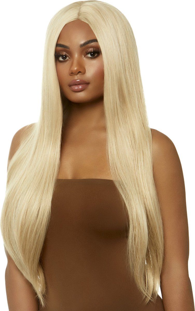 Leg Avenue Long Straight Center Part Wig - White - Polyester - 0714718546490