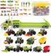 Tractoren speelset – Tractoren met aanhangers – Speelgoedvoertuigen – 31-delige set met voertuigen en accessoires, inclusief een schop – Boerderijthema