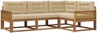 vidaXL Acacia Hout Hoek Loungeset Natuurlijk en Beige 4-zits