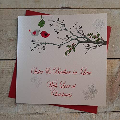 Handmade Christmas Card - Sister & Brother-in-Law with Love (Robins in Tree)