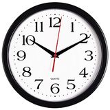 Bernhard Products Zwarte Wandklok Stil Niet Tikken 10 Inch Kwaliteit Quartz Batterij Werkt Rond Gemakkelijk te lezen Home/Kantoor/Keuken/Klaslokaal/School Klok Sweep Beweging