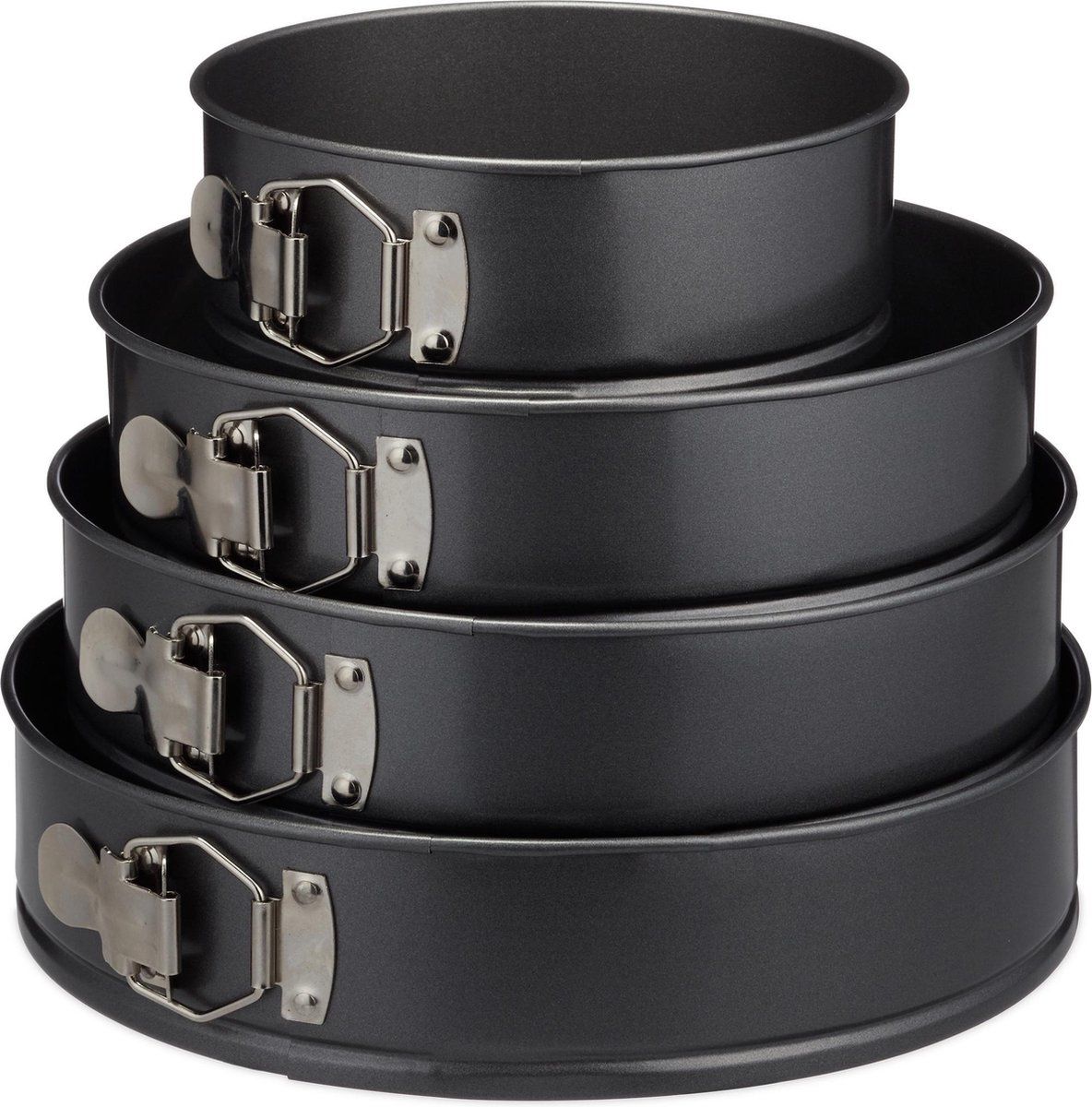 Relaxdays Springvorm Set - 4-delig - Ø 18/24/26/28 cm - Taartvorm - Bakvorm