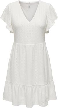 ONLY ONLSANDRA S/S V-NECK DRESS JRS Dames Jurk - Maat S