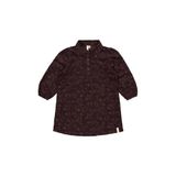 LEVV corduroy korte blousejurk met borduursels en print - donkerbruin