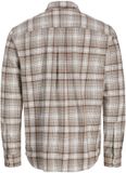 Jack & Jones Geruit Casual Overhemd Lange Mouw Katoen Regular Fit Mannen XS Plaza Taupe