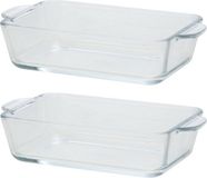 Merkloos Rechthoekige glazen ovenschaal - 6 stuks - 500 ml - Transparant
