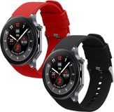 kwmobile 2x horlogebandjes geschikt voor OnePlus Watch 3 / 2 / 2R / Oppo Watch X2 bandje - Smartwatch bandjes van TPU - Activity tracker horloge band in zwart / rood
