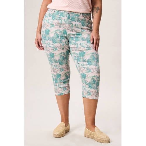 Miss Etam Plus slim regular waist capri groen
