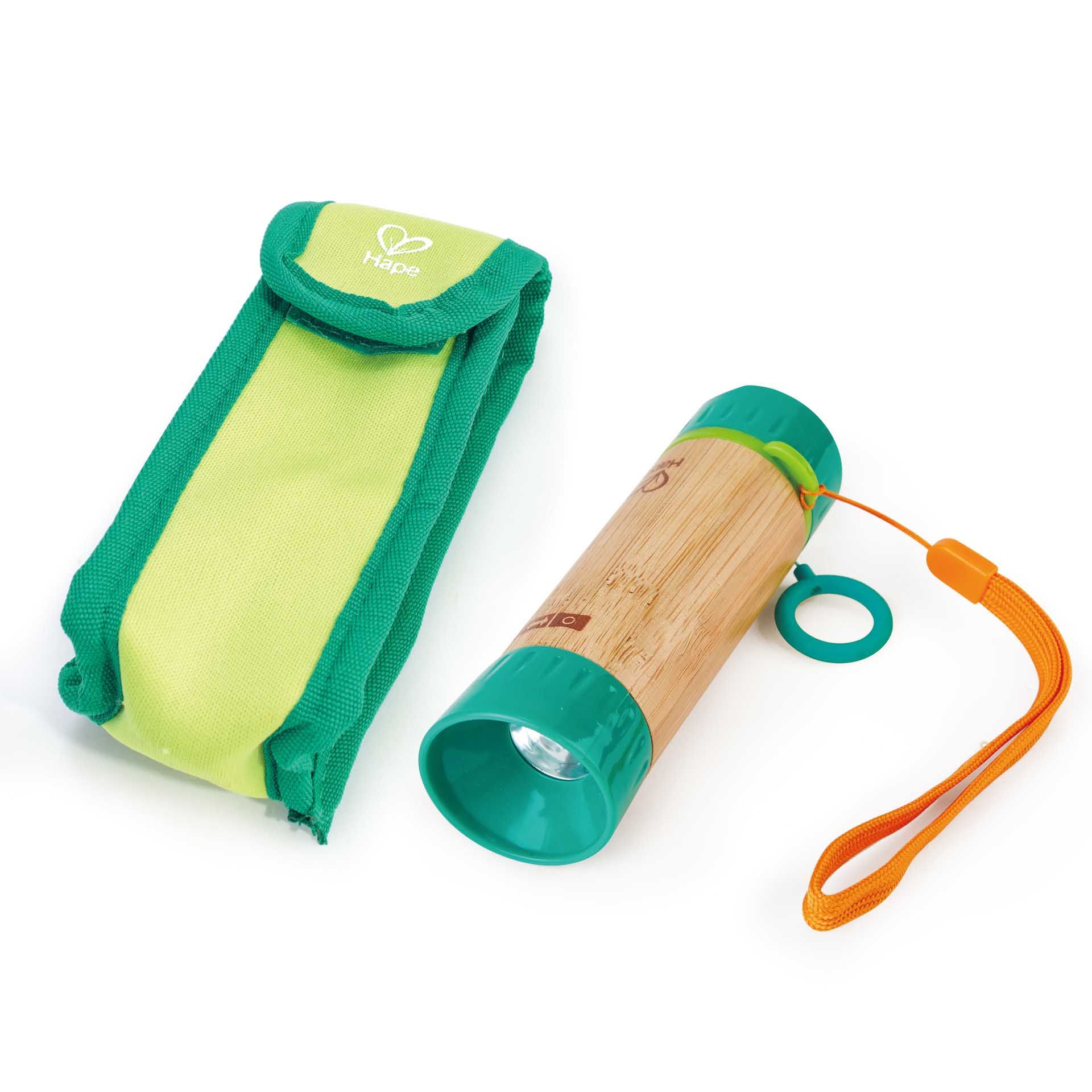 Hape Hand-Powered Bamboo Flashlight - Green