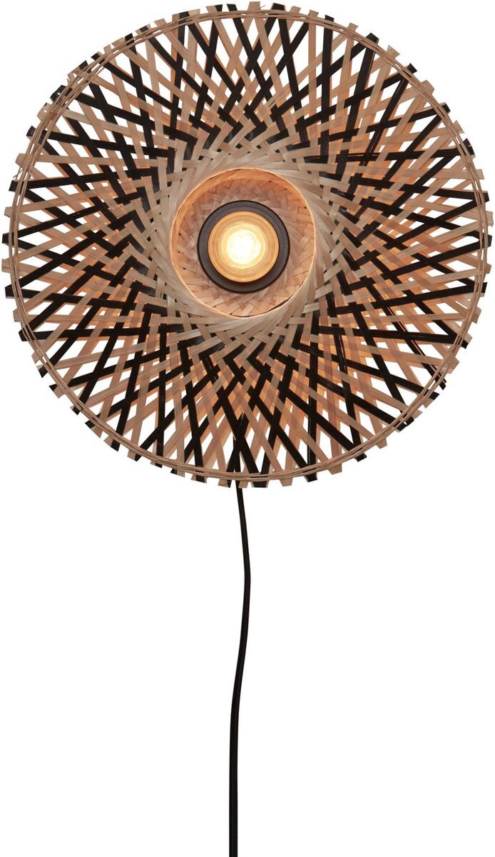 Good&Mojo Wandlamp Kalimantan - Bamboe/Zwart - Ø30cm - Binnen Modern