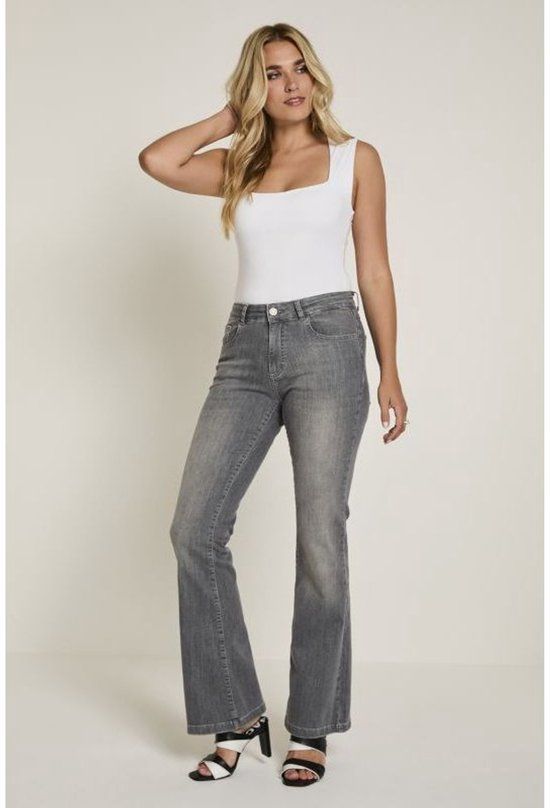 Para Mi Dames Jeans Bootcut W38 X L32 Grey Used