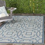 Safavieh Outdoor tapijt CY8499 Geweven Grijs/Marineblauw 120 X 180 cm
