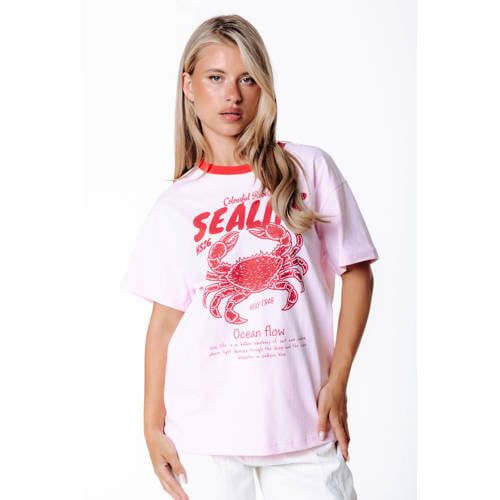 Colourful Rebel T-shirt met print - lichtroze