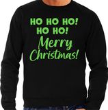 Bellatio Decorations Foute Kersttrui/sweater voor heren - hohoho Merry Christmas - zwart - glitter groen S