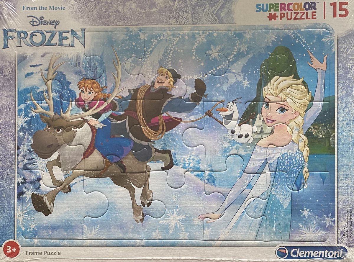 Clementoni Frozen - Supercolor puzzel met lijst - 15 stukjes