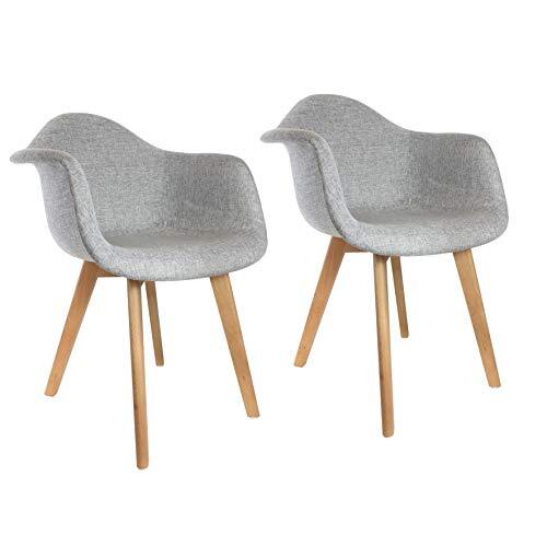 The Home Deco Factory HD3094 Scandinavische fauteuil, stof, hout + polyester, grijs, 62 x 60,50 x 86 cm